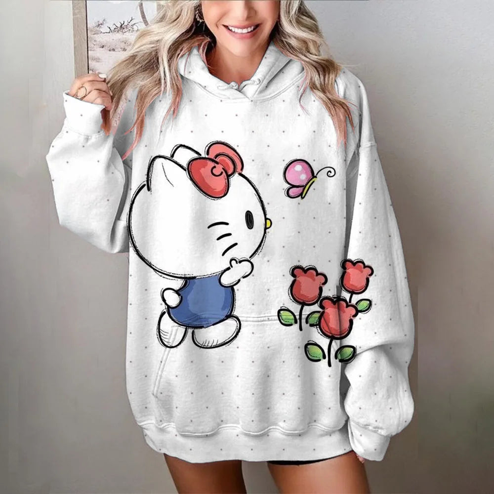 Japanese Anime Sanrio Kuromi Cute Women's Hoodie Student Y2K Sweatshirt Spring and Autumn Outdoor Sports and Leisure Pullover