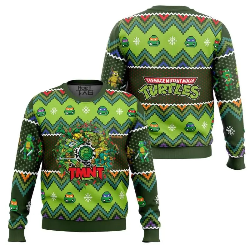 Teenage Mutant Ninja Turtles Printed Christmas Ugly Sweater Round Neck Cool Street Vitality Comfortable Close fitting Unisex