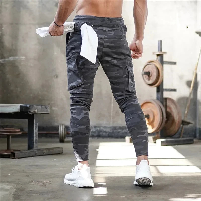 Sweatpants Men's Gym Fitness New Pants Men's Running Jogging Training Tight Sports Cargo Pants Pocket Decoration