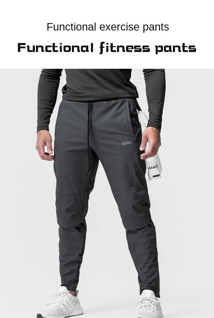 Gym Men's Quick Dry Zipper Leg Casual Pants Man Versatile Outdoors Basketball Sweatpants Jogging Sports Workout Long Trousers