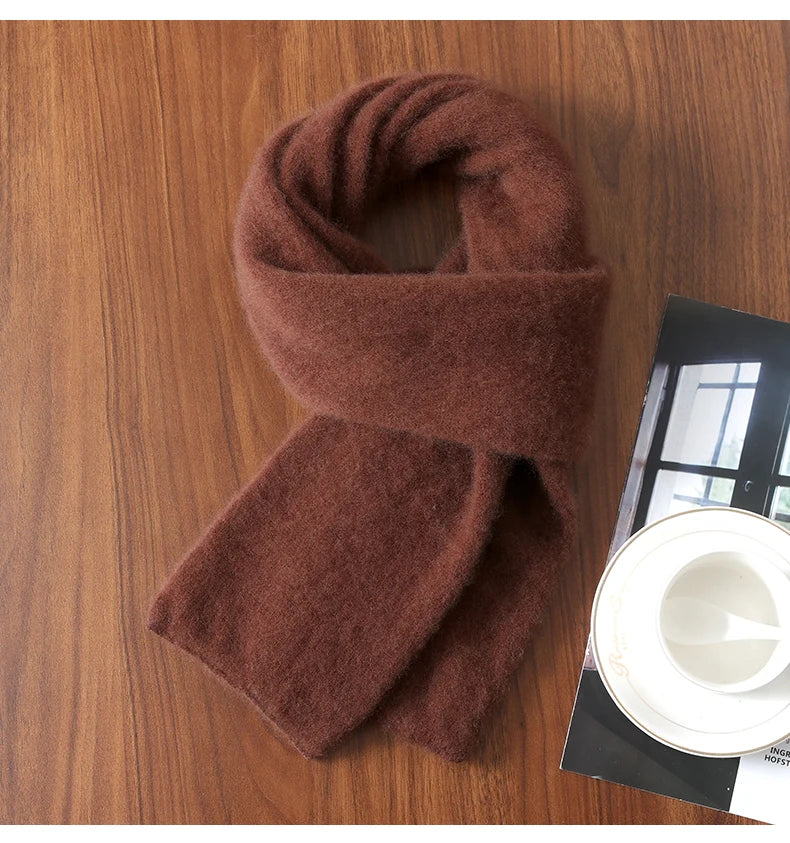 Knitted New Wool Scarf For Men And Women In Winter With Simple And Versatile Solid Color And Thick Warm Scarf