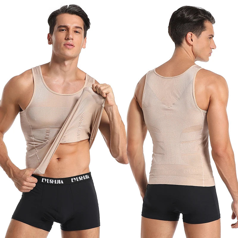 Men Slimming Vest Body Shaper Compression Shirt Sleeveless Shapewear Abs Abdomen Training  Workout Corset Tummy Control Tank Top