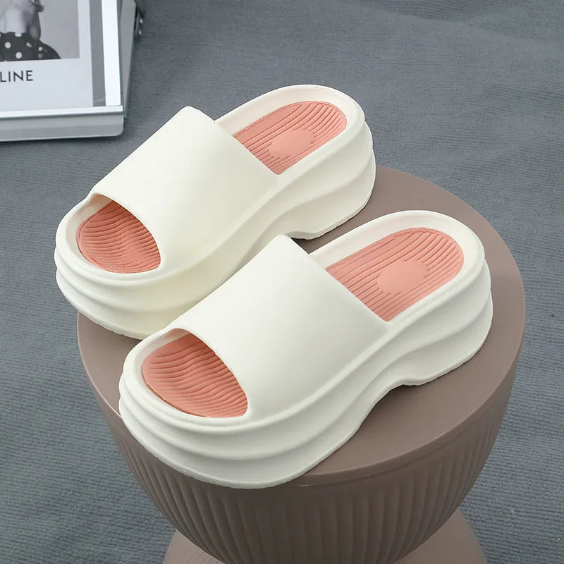 Eyriphy Thick Bottom Slippers Women Outdoor Beach Sandals Fashion Bathroom Slides Female Open Toe Slippers Cozy Soft Sole Shoes