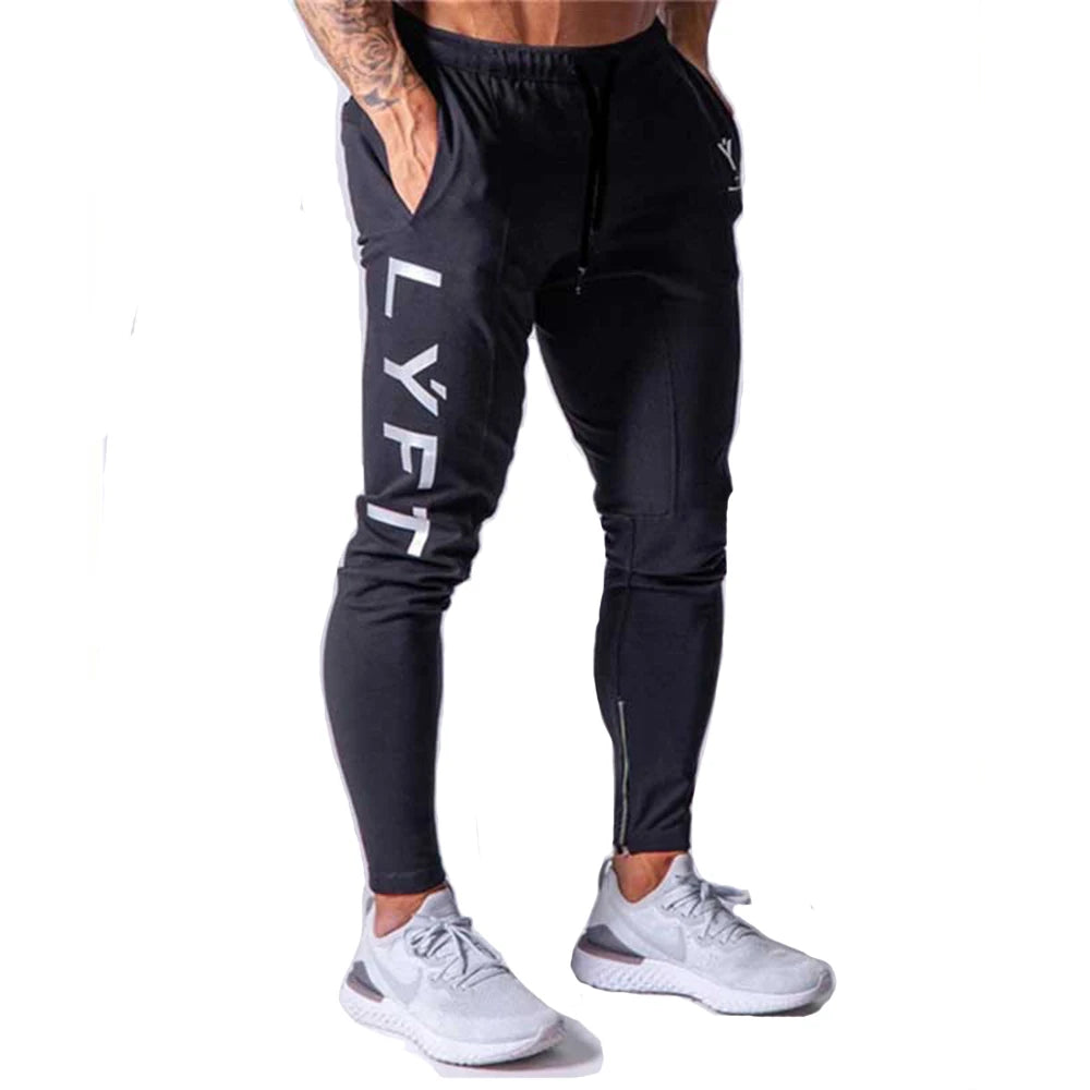 Mens Training Pants GYM Track Sweatpants Joggers Breathable Workout Fitness Male Running Sport Trousers Zipper Bottoms