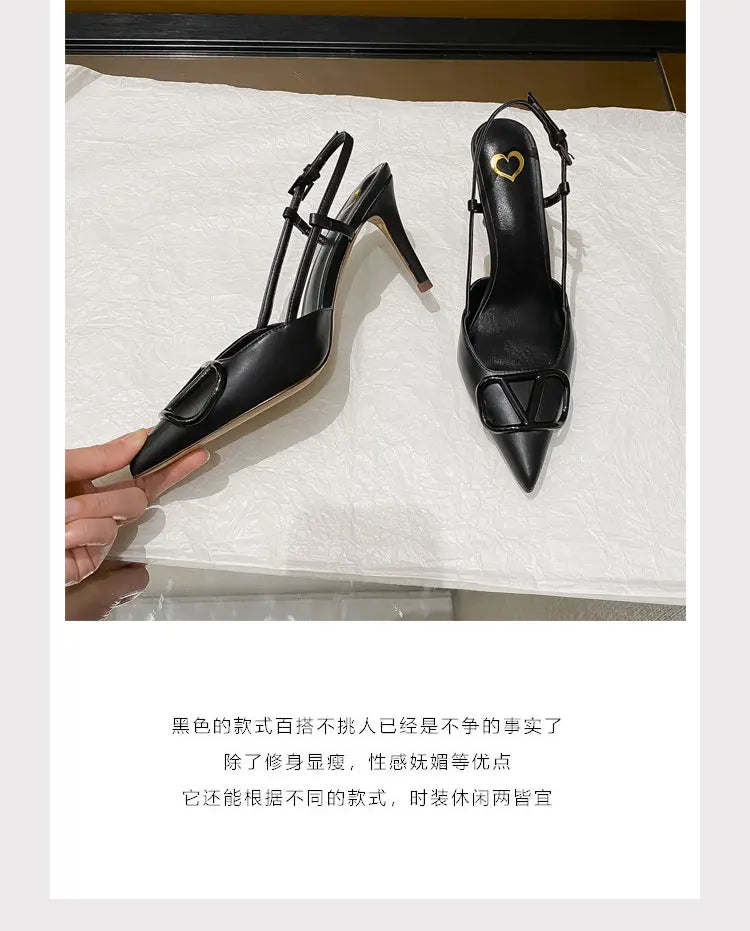 2025 New Diamond High Heel Sandals with Elegant Banquet Shoes, Pointed High Heels, Straight Strap Sandals