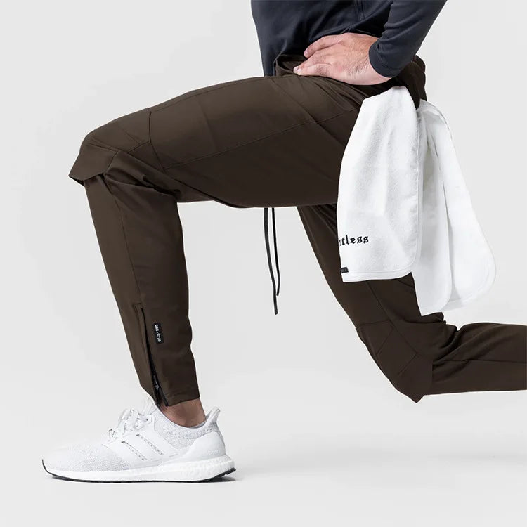 Gym Men's Quick Dry Zipper Leg Casual Pants Man Versatile Outdoors Basketball Sweatpants Jogging Sports Workout Long Trousers