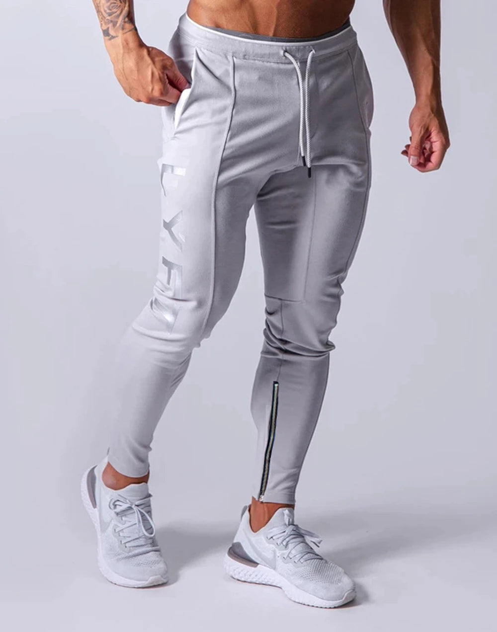 Mens Training Pants GYM Track Sweatpants Joggers Breathable Workout Fitness Male Running Sport Trousers Zipper Bottoms
