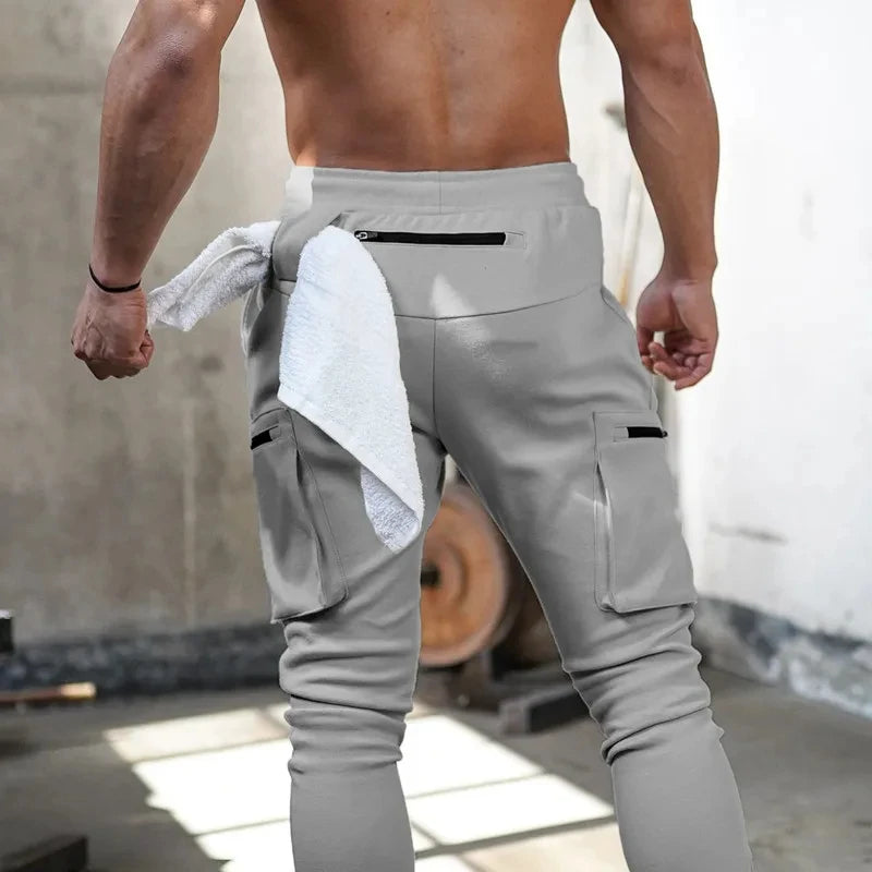 Sweatpants Men's Gym Fitness New Pants Men's Running Jogging Training Tight Sports Cargo Pants Pocket Decoration