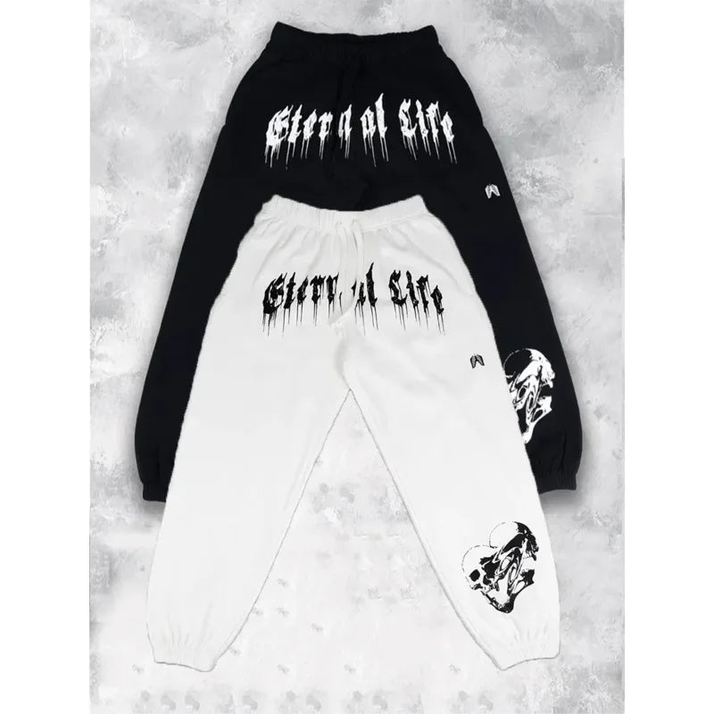 Men's Gym Sweatpants  Streetwear Gothic Print Elastic Cuffed Joggers for Bodybuilding & Casual Wear