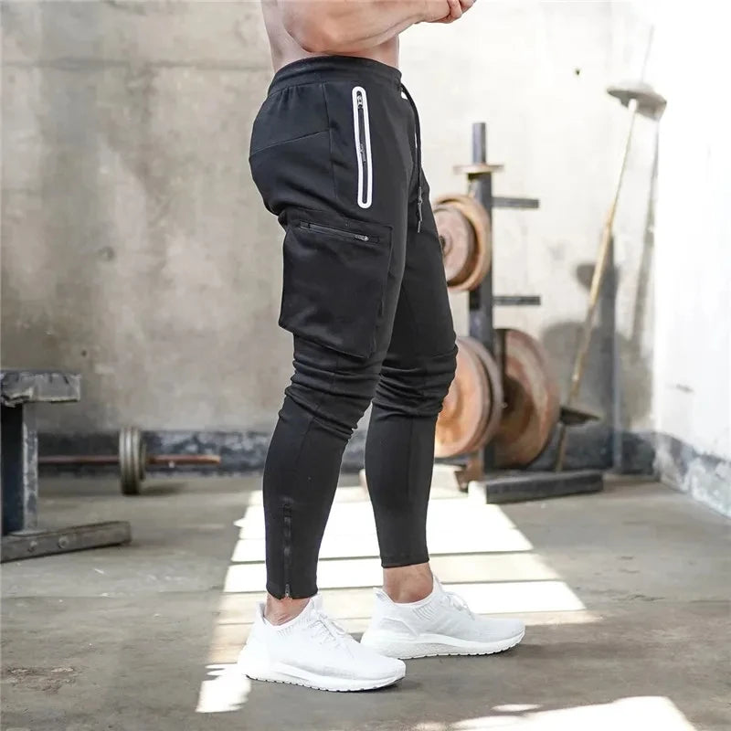 Sweatpants Men's Gym Fitness New Pants Men's Running Jogging Training Tight Sports Cargo Pants Pocket Decoration