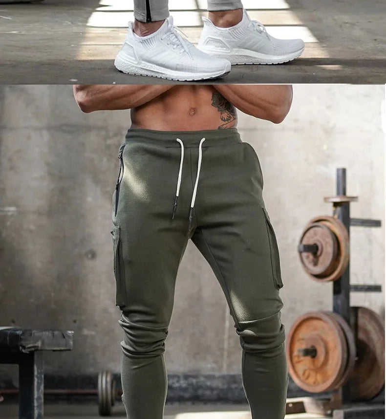 Men's Gym Fitness Multi-Pocket Workout Training Pants Cotton Jogging Sweatpants Camouflage Men  Fashion Training Trousers