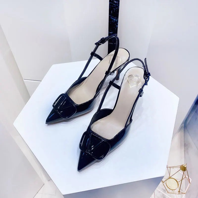 2025 New Diamond High Heel Sandals with Elegant Banquet Shoes, Pointed High Heels, Straight Strap Sandals