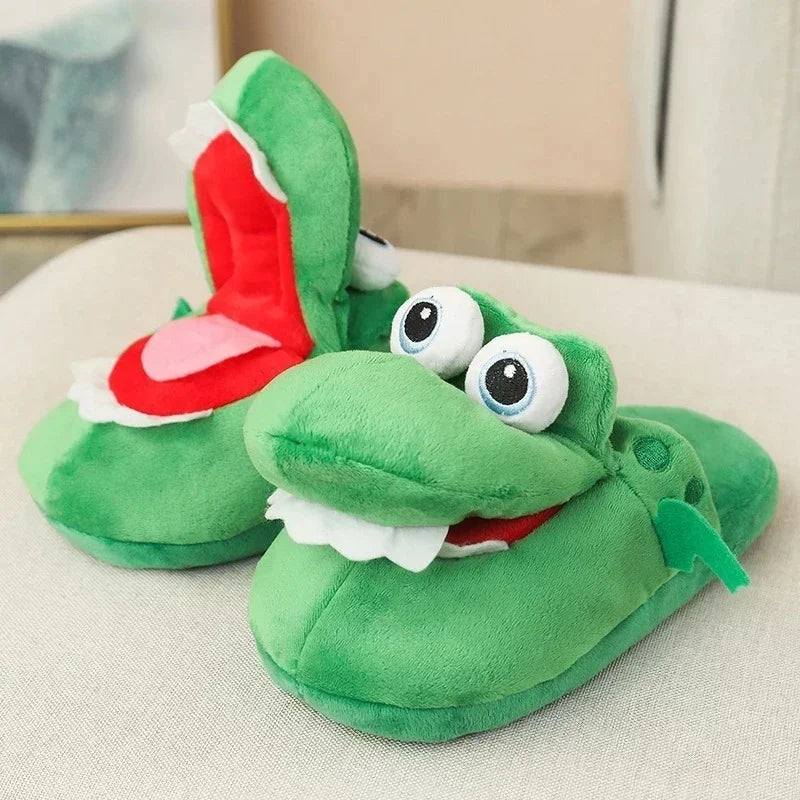 2025 Cows Plush Slippers Move Open Mouth Winter Warm Home Cotton Shoes Kawaii Animal Slippers Cute Funny Cartoon Girl Boy Gift