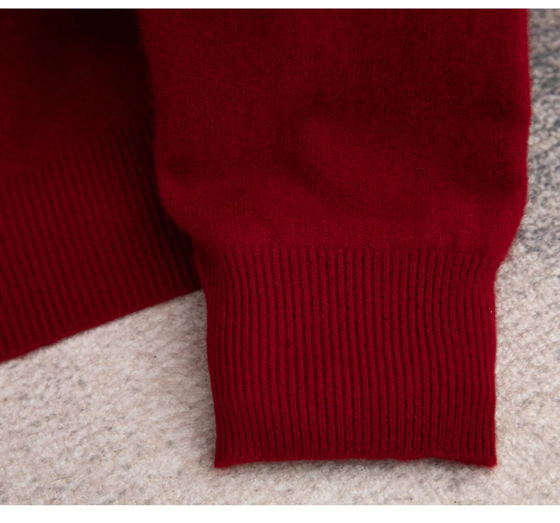 Autumn And Winter 100% Pure Wool Men's Thick Round Neck Slim-Fit  O-neck Pullover Long-Sleeved Knitted Cashmere Sweater