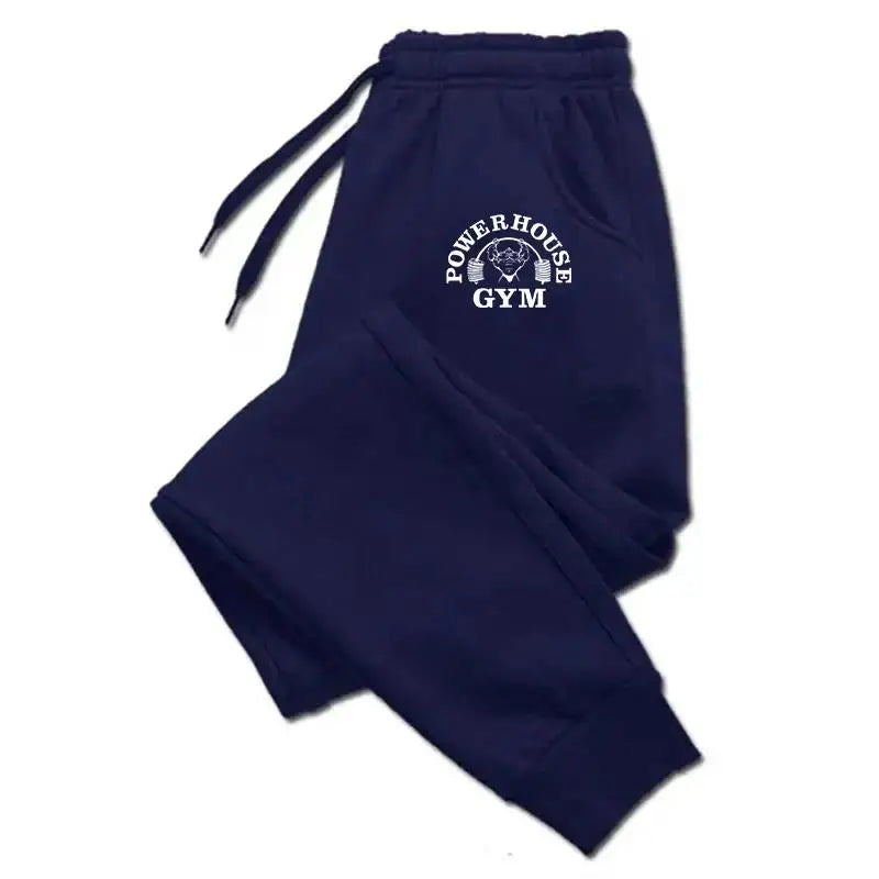 GYM Powerhouse Print Pants Men Casual Sports PantsJogging Long Pants Men Fleece Jogger Running Workout  Sweatpants Long Pants