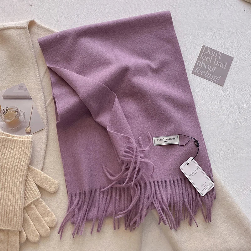 Luxury Winter Wool Scarf Women Cashmere Warm Pashmina Brand Foulard Female Shawls Wraps Thick Soft Bufanda Scarves Stole 2024