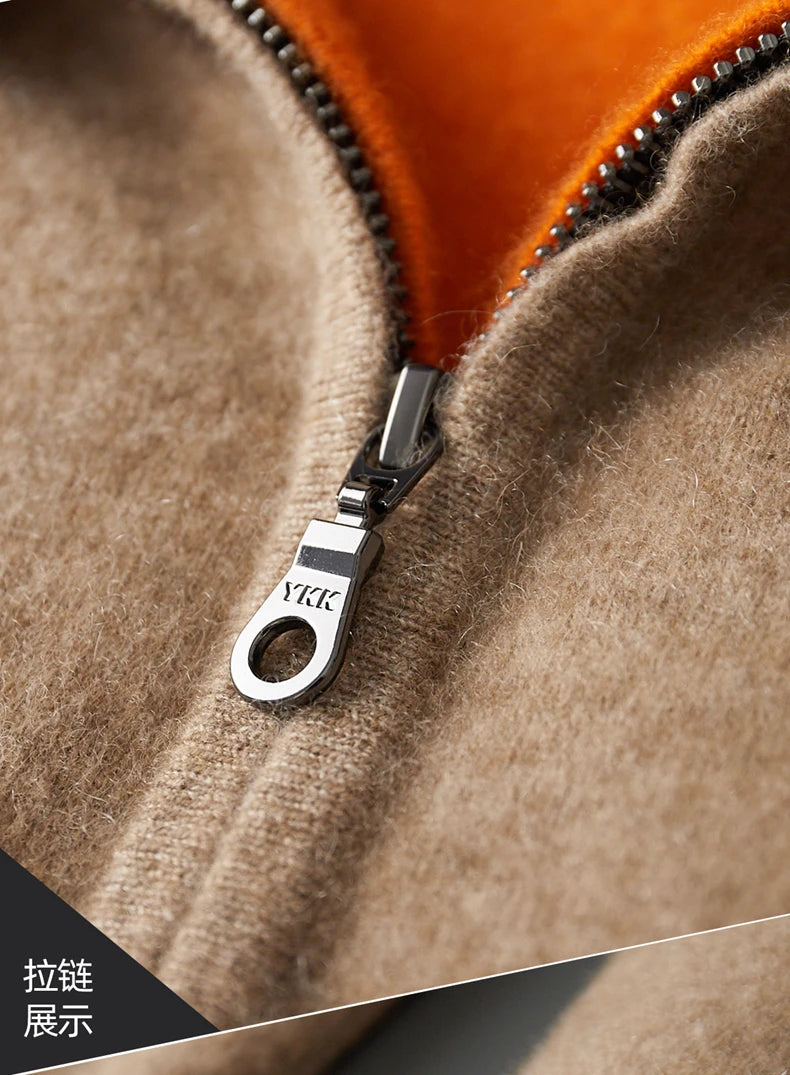 Autumn And Winter New Men's Double-Sided Wear Padded Cashmere Hoodies Cardigans Knitted Casual Warm Coats