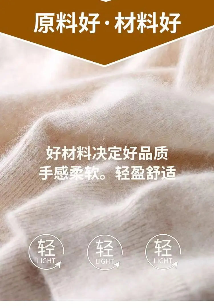 100% Mink Cashmere Knit Sweater Men's T-Shirt Spring Summer Loose O-Neck Solid Color Casual Business Base Pullover Short Sleeve