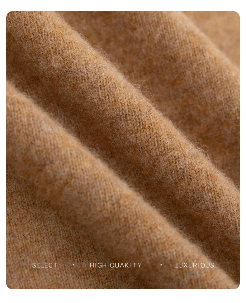 Autumn And Winter 100% Pure Wool Men's Thick Round Neck Slim-Fit  O-neck Pullover Long-Sleeved Knitted Cashmere Sweater