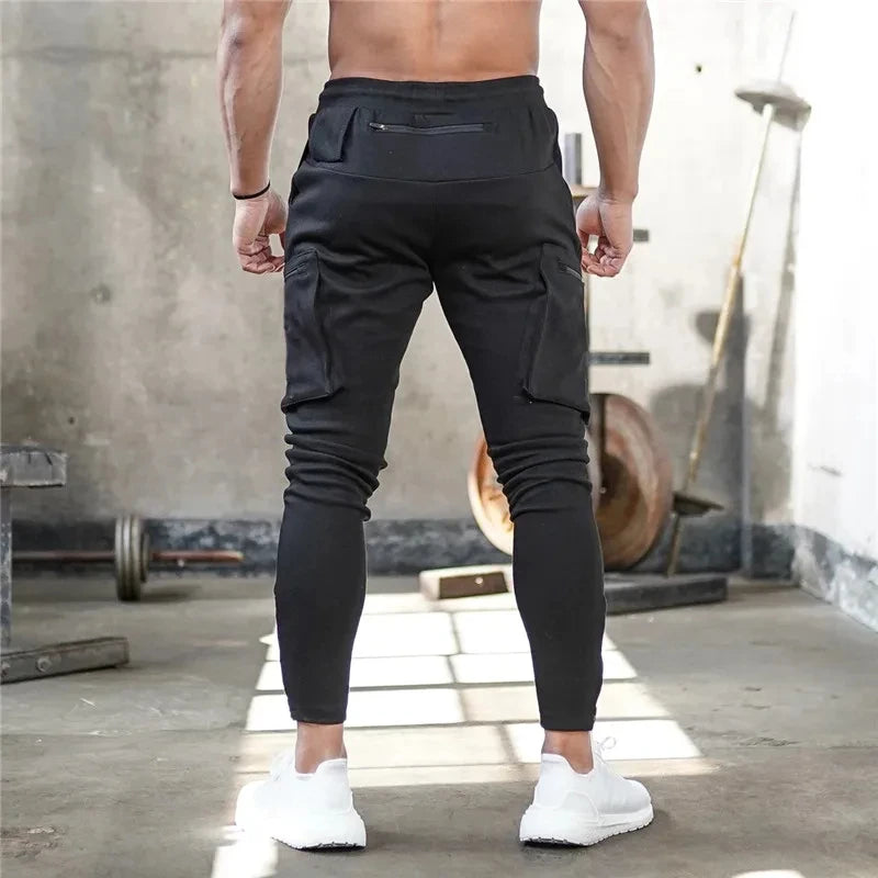 Sweatpants Men's Gym Fitness New Pants Men's Running Jogging Training Tight Sports Cargo Pants Pocket Decoration