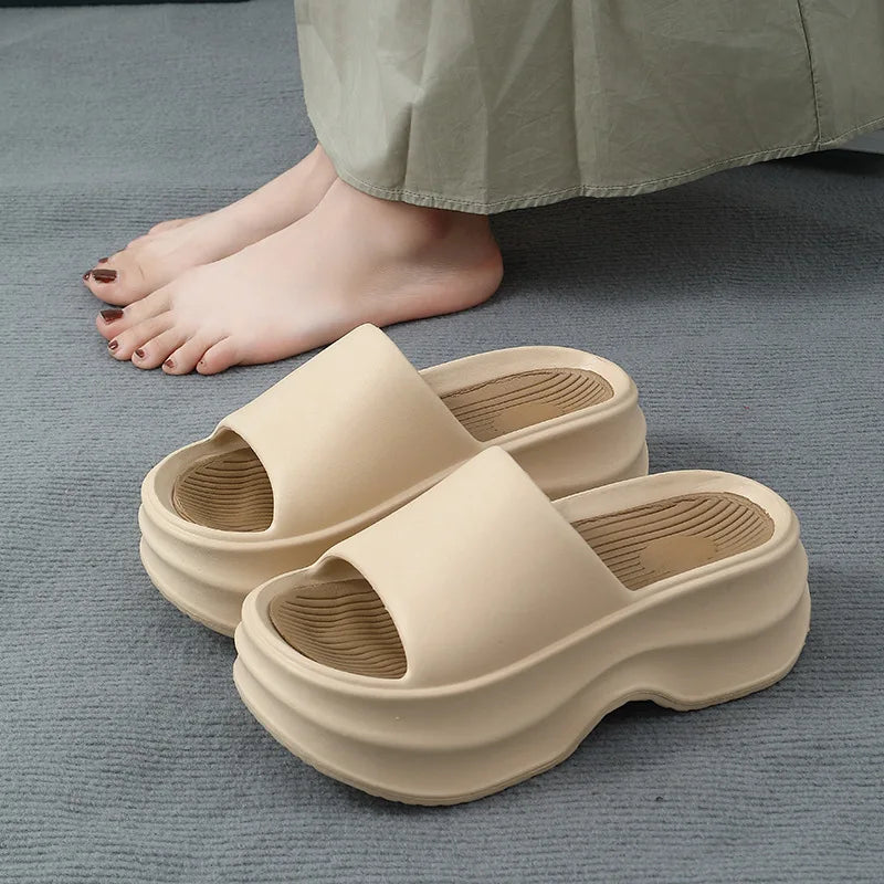 Eyriphy Thick Bottom Slippers Women Outdoor Beach Sandals Fashion Bathroom Slides Female Open Toe Slippers Cozy Soft Sole Shoes