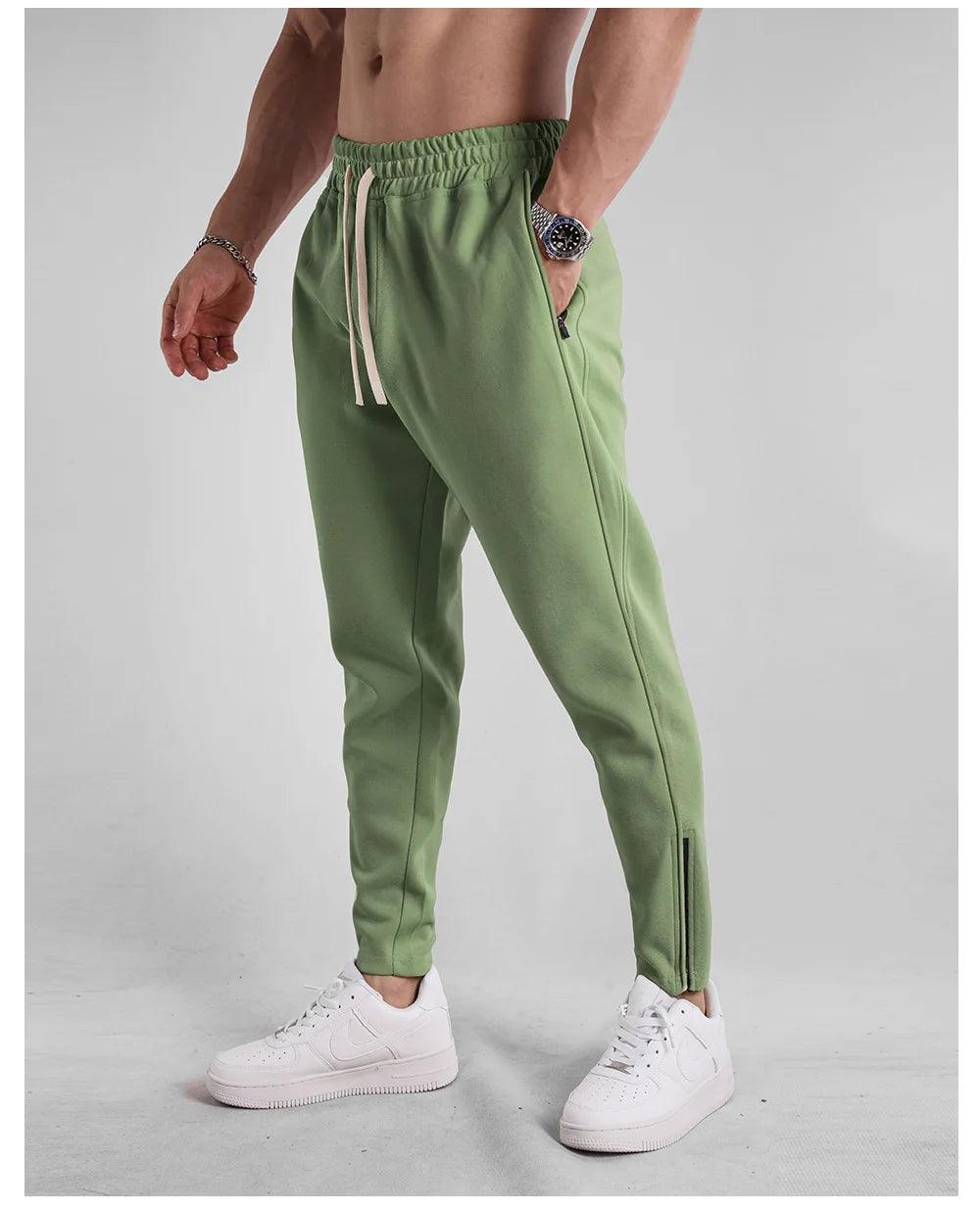 Men's Clothing Sport Casual Zipper Baggy Pants Cotton Long Trousers Outdoor Gym Fitness Workout Jogging Sweatpants Trackpants