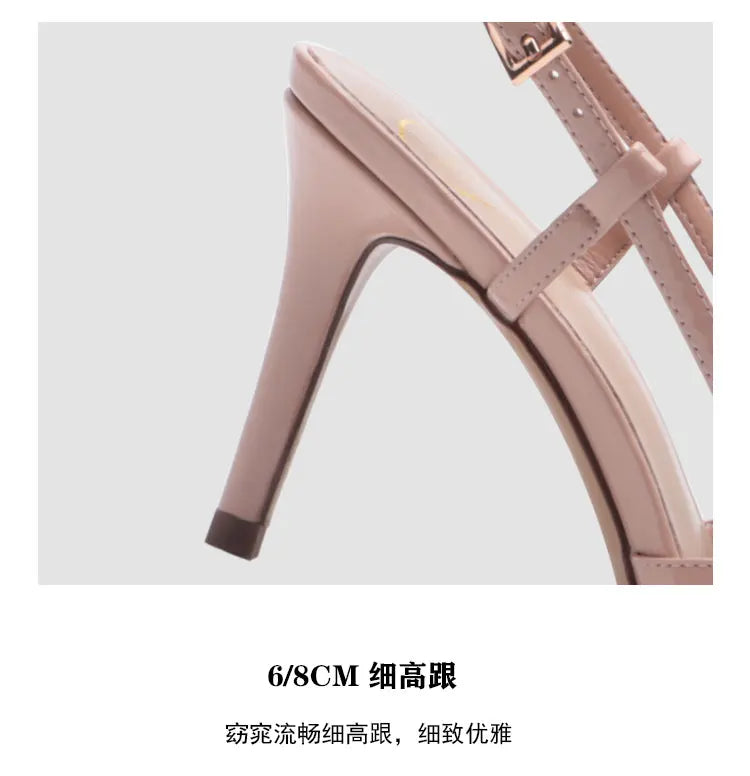 2025 New Diamond High Heel Sandals with Elegant Banquet Shoes, Pointed High Heels, Straight Strap Sandals