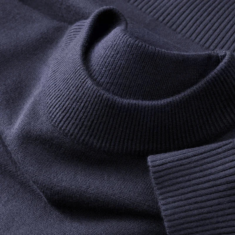 Autumn New Men's Casual Mock Turtleneck Sweater Long Sleeved Warm Pullover Basic Lightweight Street Clothing Knitted Jacket Top