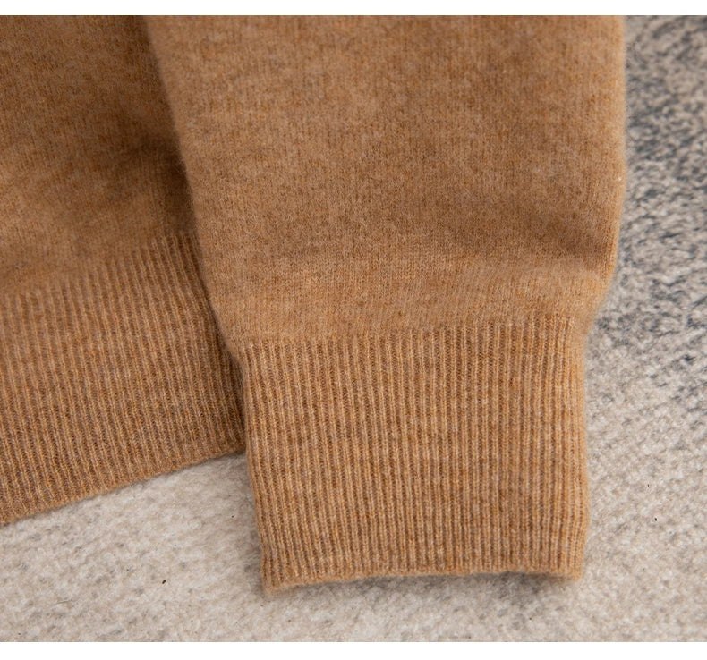 Autumn And Winter 100% Pure Wool Men's Thick Round Neck Slim-Fit  O-neck Pullover Long-Sleeved Knitted Cashmere Sweater