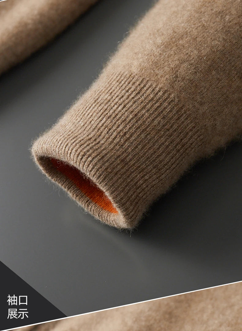 Autumn And Winter New Men's Double-Sided Wear Padded Cashmere Hoodies Cardigans Knitted Casual Warm Coats