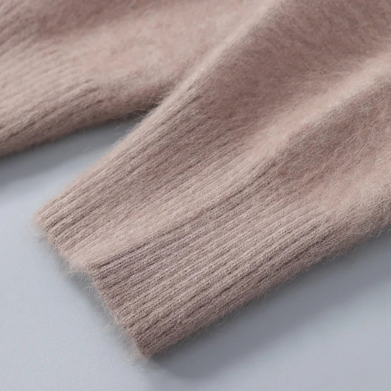 Men's Round Neck 100% Mink Cashmere Sweater Men 2024 Autumn and Winter Large Size Loose Knitted Sweater Keep Warm Top Men Jumper