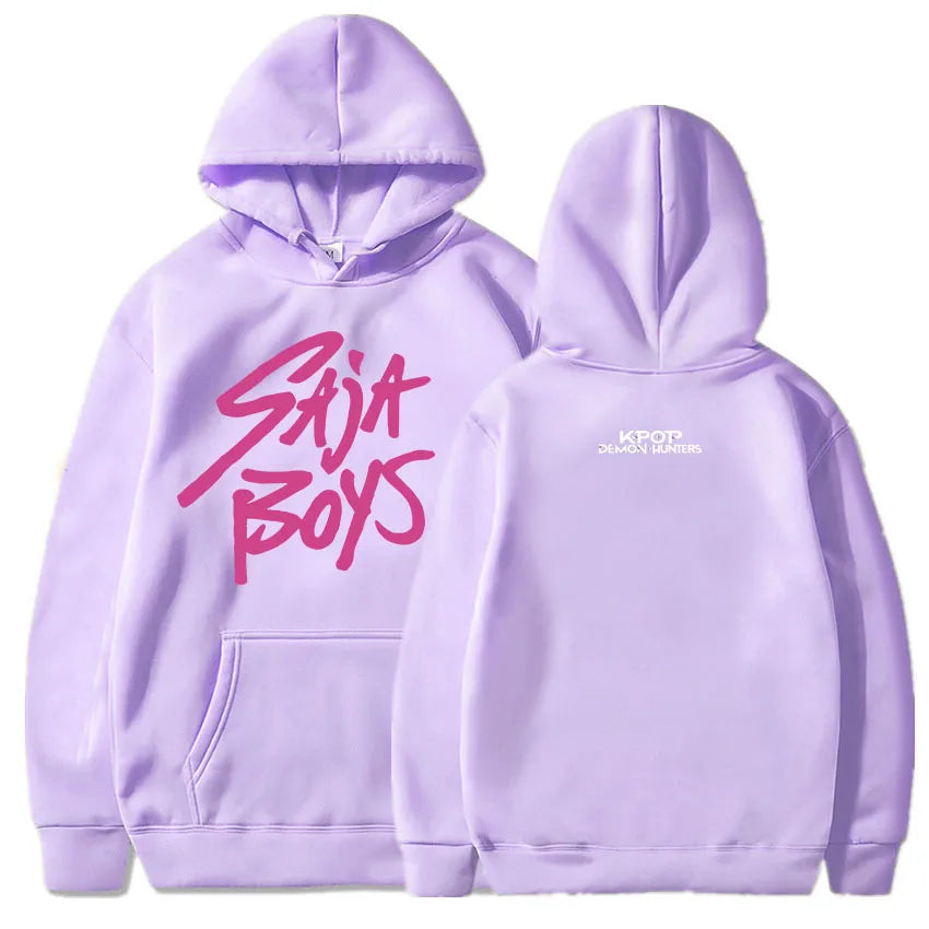 KPop Demon Hunters Saja Boys Hoodie Long Sleeve Movie Printing Sweatshirt Hooded Fleece Casual Female Fashion Harajuku Unisex