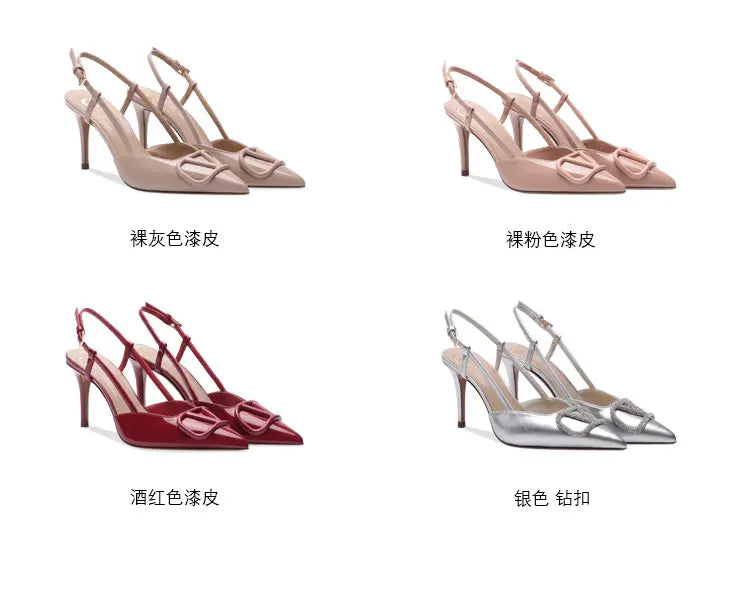 2025 New Diamond High Heel Sandals with Elegant Banquet Shoes, Pointed High Heels, Straight Strap Sandals
