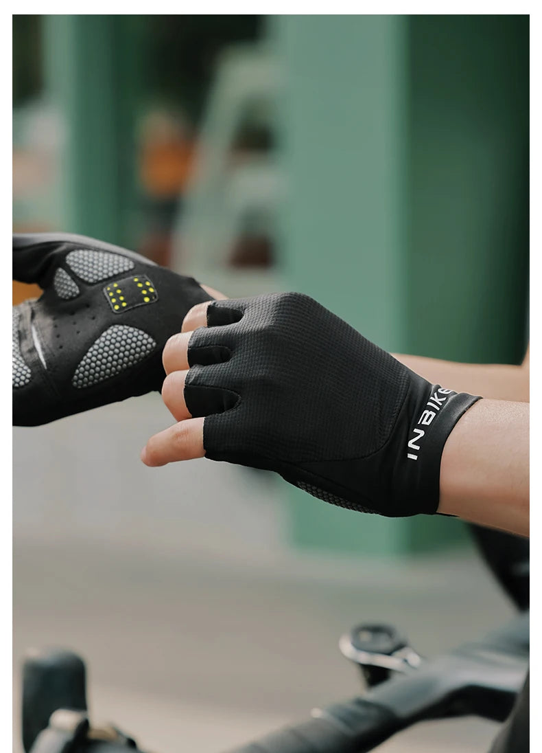 INBIKE 2025 Summer Cycling Gloves for Men Shock-Absorbing Padded Breathable Bicycle Gloves MTB Road Mountain Bike Riding Gloves