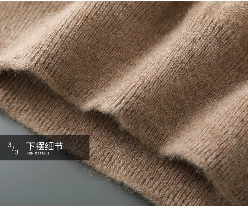 Autumn and winter men's cashmere sweater stand up collar long sleeved pullover soft and warm 100% Merino wool knitted top
