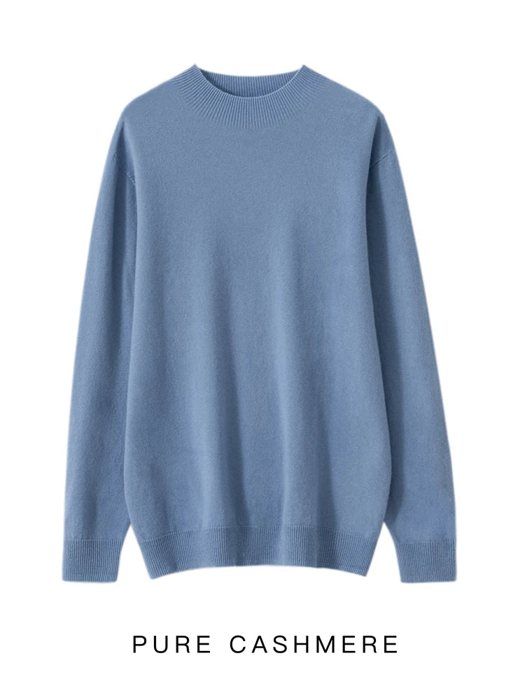 New Men's 100% Merino Wool Mock Neck Pullover Soft Warm Jumpers Quality Cashmere Sweater Casual Smart Knitwear Basic Tops Clothi