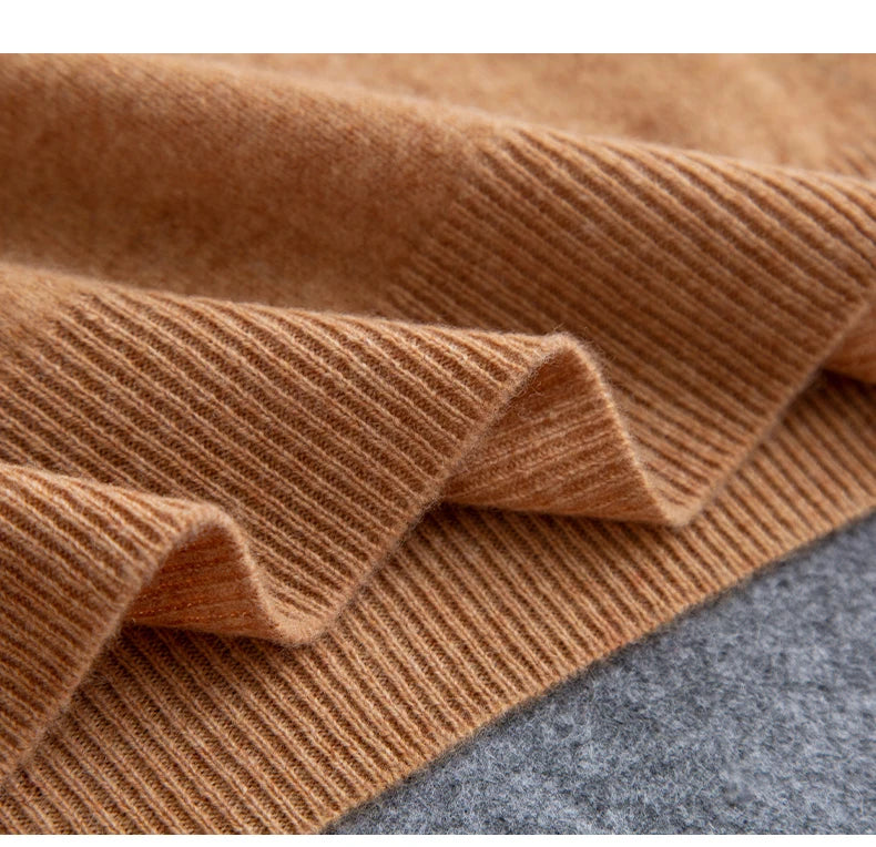 New Fashion Men's 100% Wool Pullover Half-high Collar Sweater Autumn Winter Warm Solid Color Knit Sweater Business Casual Top