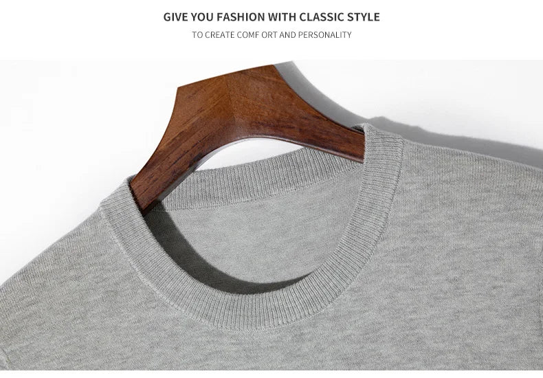 Summer Classic Short Sleeve Men Knitwear Silk Wool blend Sweater O-Neck Loose Cool Quality Business Pullover Basic Clothing Tops