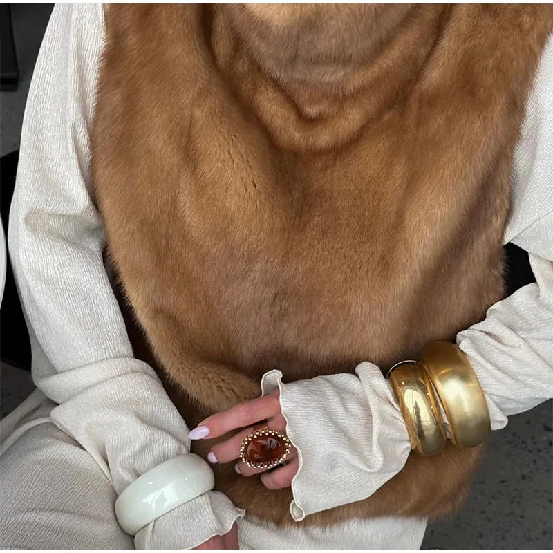 Winter Lady Luxurious Lapel Faux Fur Coats Fashion High Street Long Sleeve Oversize Cardigan Jacket Thick Warm Female Outerwear