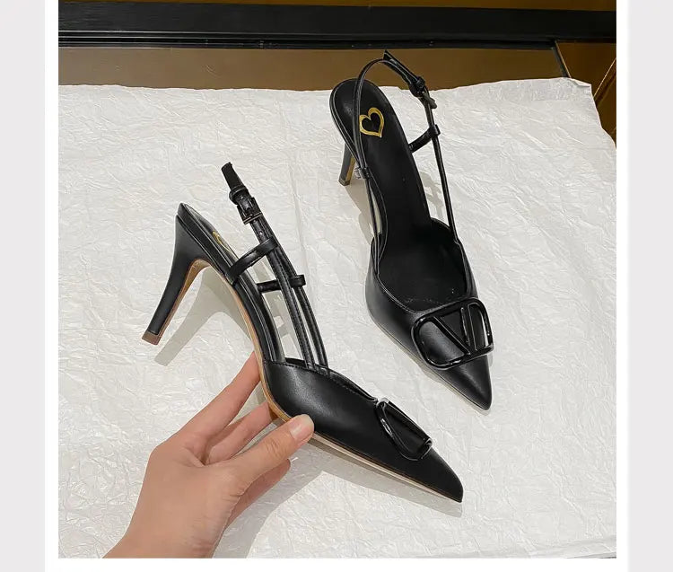 2025 New Diamond High Heel Sandals with Elegant Banquet Shoes, Pointed High Heels, Straight Strap Sandals