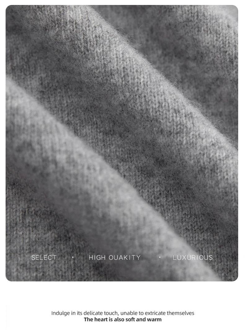 Autumn And Winter 100% Pure Wool Men's Thick Round Neck Slim-Fit  O-neck Pullover Long-Sleeved Knitted Cashmere Sweater