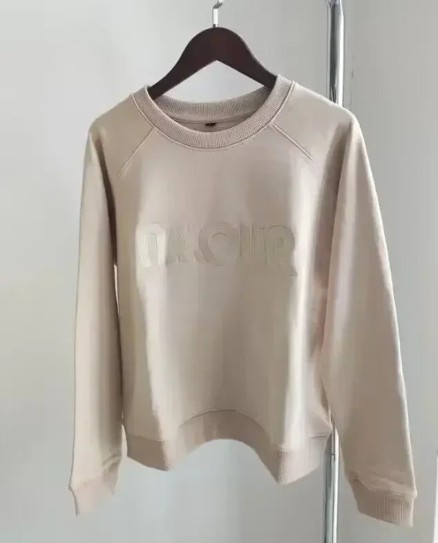 Women Early Spring New Retro Letter Love Print Loose Pullover Sweatshirt Long-sleeved Terry Sweatshirt