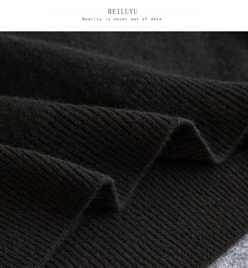 New Fashion Men's 100% Wool Pullover Half-high Collar Sweater Autumn Winter Warm Solid Color Knit Sweater Business Casual Top