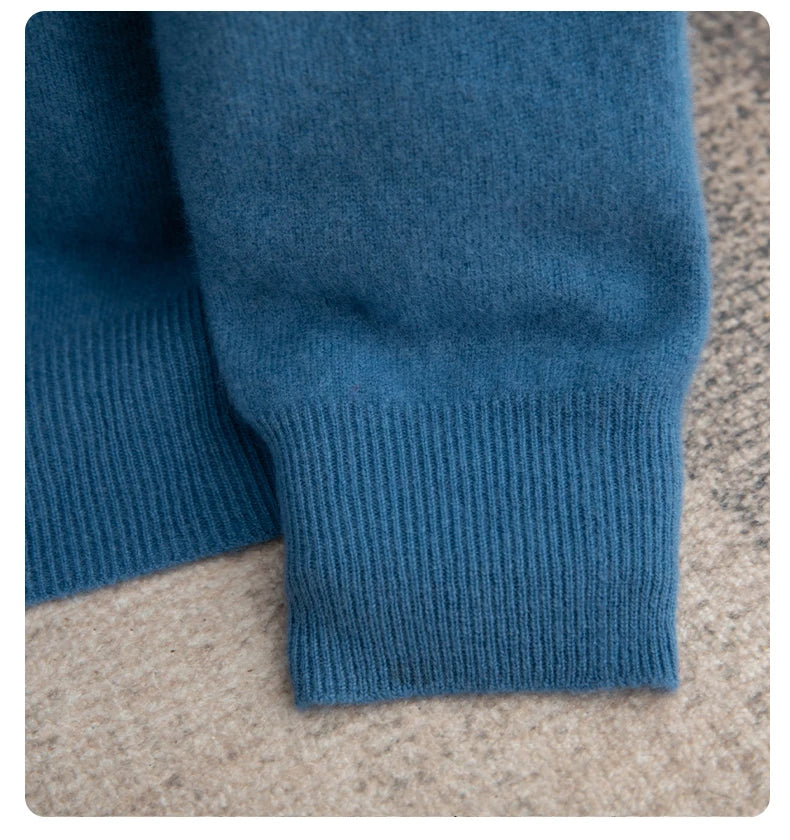 Autumn And Winter 100% Pure Wool Men's Thick Round Neck Slim-Fit  O-neck Pullover Long-Sleeved Knitted Cashmere Sweater