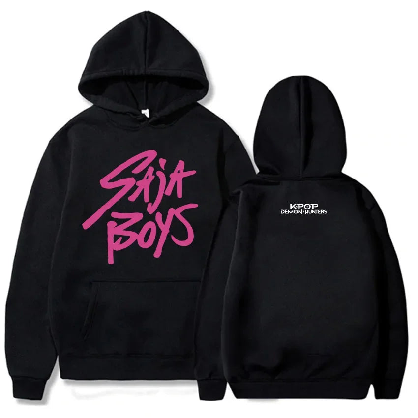 KPop Demon Hunters Saja Boys Hoodie Long Sleeve Movie Printing Sweatshirt Hooded Fleece Casual Female Fashion Harajuku Unisex