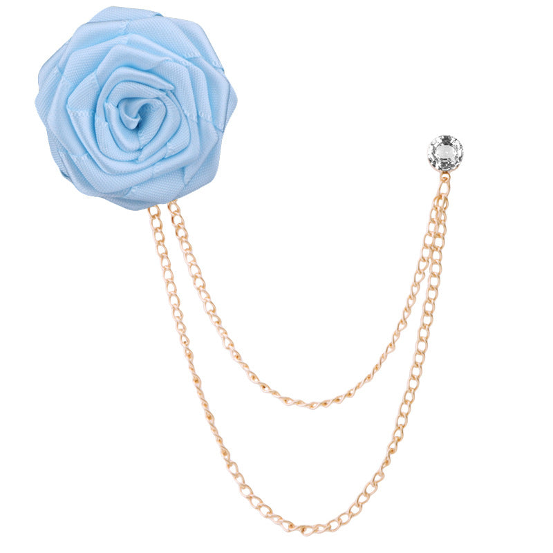Men's Wedding Ceremony Groom Handmade Rose Chain Brooch
