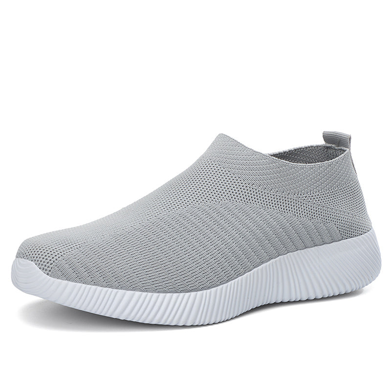[Lightweight Slip-On Sneakers] Lightweight Women's Slip-On Sneakers - Solid Color Fabric Upper, Round Toe, MD Sole, Low Top - All-Season Casual Shoes for Running, Fitness, Dance, Walking, Travel
