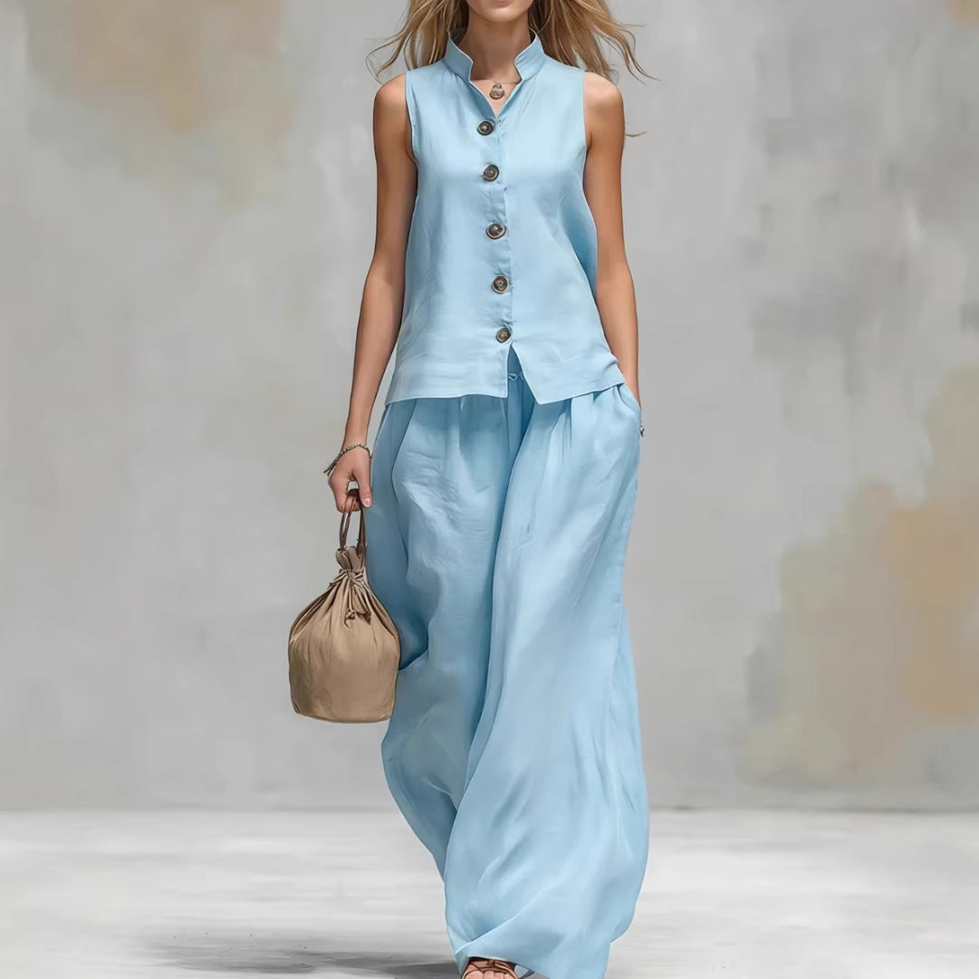 Women's Vest & Wide-Leg Pants Set