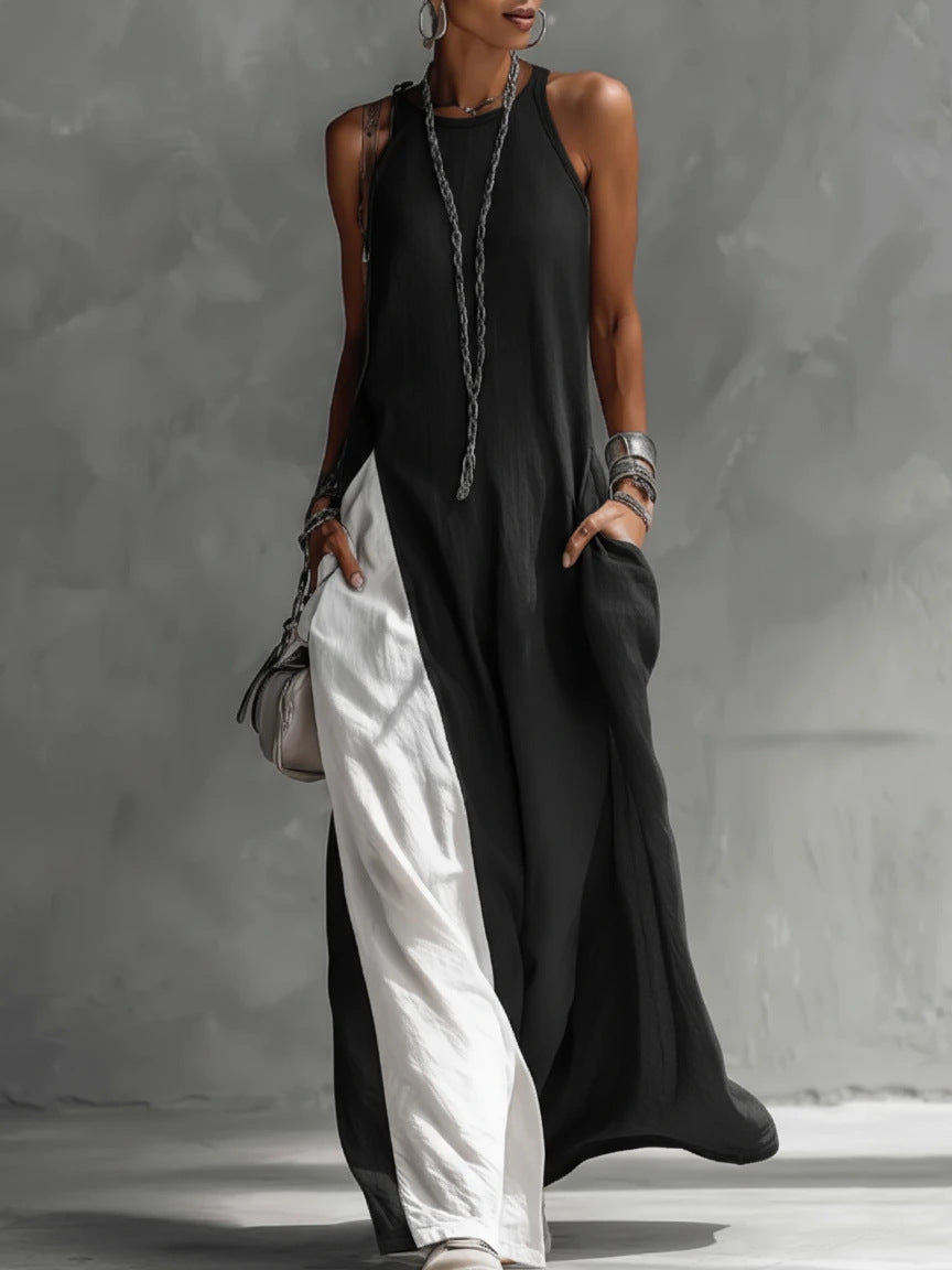 Women's Color Block Sleeveless Maxi Dress