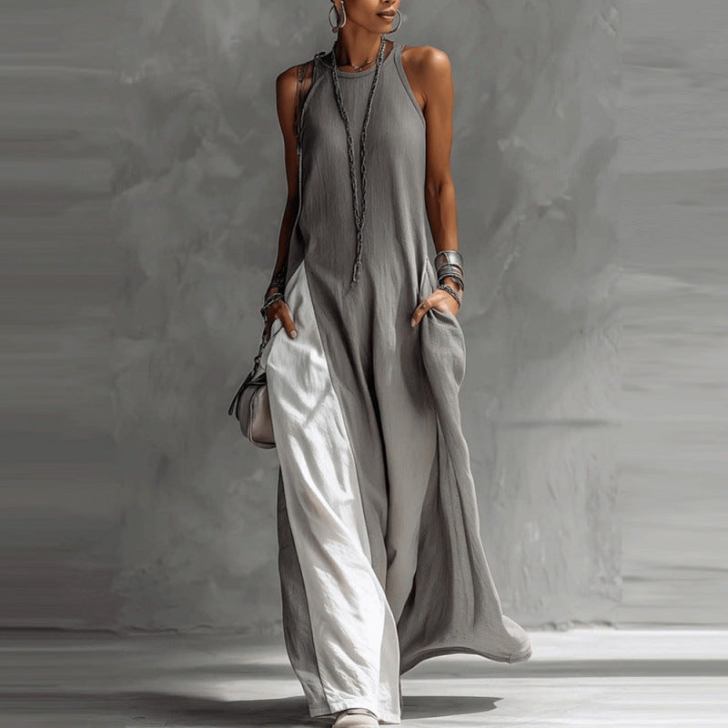 Women's Color Block Sleeveless Maxi Dress